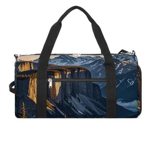 Turnbeutel, klein, Weihnachten, skurrile Zwerge, Seesack, Übernachtungstasche mit Schuhfach, Tragetasche für Damen und Herren, Kanadische Smokey Mountain Cliff, Einheitsgröße, Art déco von HJKBCV