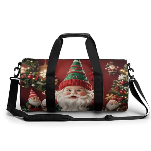 Turnbeutel, klein, Weihnachten, skurrile Zwerge, Seesack, Übernachtungstasche mit Schuhfach, Tragetasche für Damen und Herren, Skurrile Weihnachtszwerge, 17.7in/9in/9in, Art déco von HJKBCV