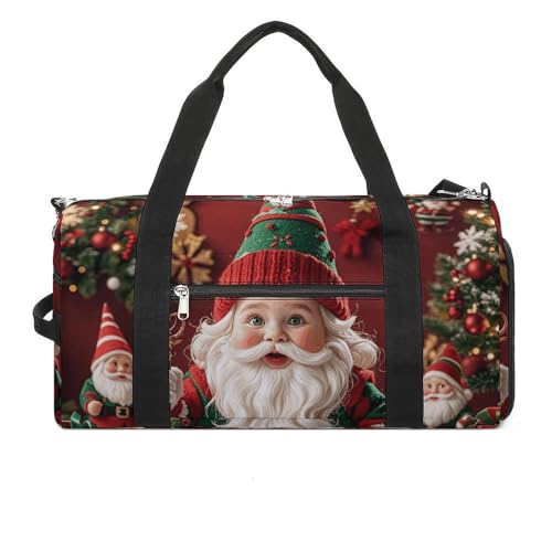 Turnbeutel, klein, Weihnachten, skurrile Zwerge, Seesack, Übernachtungstasche mit Schuhfach, Tragetasche für Damen und Herren, Skurrile Weihnachtszwerge, Einheitsgröße, Art déco von HJKBCV