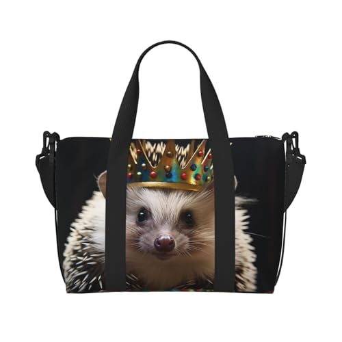 Turnbeutel, klein, niedlich, Strauß, Seesack, Übernachtungstasche mit Schuhfach, Tragetasche für Männer und Frauen, Krone mit Igel, Einheitsgröße von HJKBCV