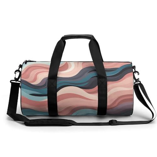 Turnbeutel Kleine Monster Kürbis Seesack Übernachtungstasche mit Schuhfach Handgepäck für Damen und Herren, Wellenmuster, 17.7in/9in/9in, Art déco von HJKBCV