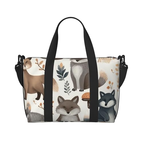 Turnbeutel Kleine Wald Waschbär Tiere Seesack Übernachtungstasche mit Schuhfach Tragetasche für Männer Frauen Wald Waschbär Tiere Einheitsgröße, Wald-Waschbär-Tiere, Einheitsgröße von HJKBCV