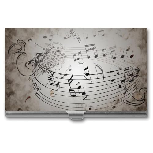 Visitenkartenetui aus Metall mit Musiknotenwand für Männer und Frauen, schlanke Tasche, Geldbörse, mehrere Brieftaschen, professioneller Kartenhalter für Namenskarte, Kreditkarte, Stil, Einheitsgröße, von HJKBCV