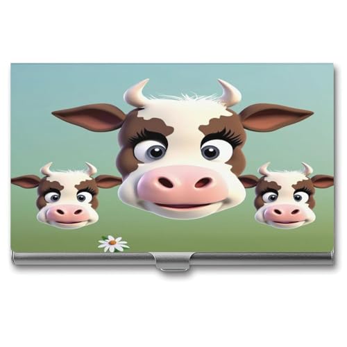 Visitenkartenetui aus Metall mit niedlichem Kuh-Design für Männer und Frauen, schlanke Tasche, Geldbörse, mehrere Brieftaschen, professioneller Kartenhalter für Namenskarte, Kreditkarte, Stil, von HJKBCV