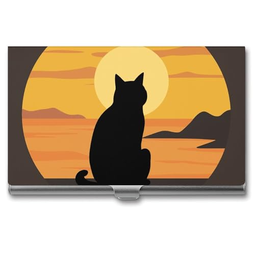 Warme Katze Metall Visitenkartenetui für Männer Frauen Slim Pocket Geldbörse Multi Wallet Professional Pocket Card Holder für Namenskarte Kreditkarte, Stil, Einheitsgröße, Stil:, Einheitsgröße von HJKBCV