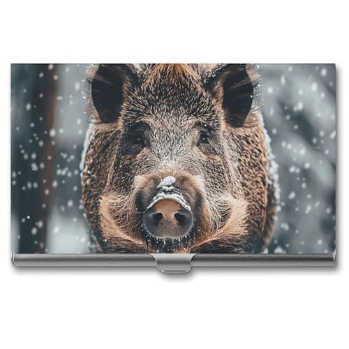 Wild Boar Metall Visitenkartenetui für Männer Frauen Slim Pocket Geldbörse Multi Wallet Professional Pocket Card Holder für Namenskarte Kreditkarte, Stil, Einheitsgröße, Stil:, Einheitsgröße von HJKBCV