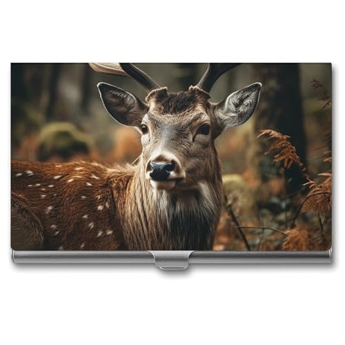 Wild Deer Metall Visitenkartenetui für Männer Frauen Slim Pocket Geldbörse Multi Wallet Professional Pocket Card Holder für Namenskarte Kreditkarte, Stil, Einheitsgröße, Stil:, Einheitsgröße von HJKBCV