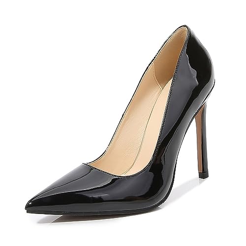 Women Fashion Speced Toe High Heel Pumps sexy Slip auf Stiletto Party Abschlussabend Hochzeit Brautstöckchen 11cm,Schwarz,40 von HJKLW