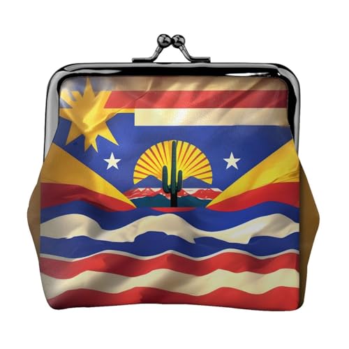 Arizona-Flagge, Standard-Geldbörse für Damen, Münzgeldbörse für Damen, kleine Damen-Geldbörse, mit Reißverschluss und Kussverschluss, Schwarz, Einheitsgröße, Art Deco von HJLUUFT
