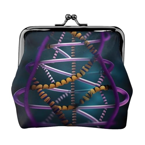 DNA-Ketten-Foto-Geldbörse für Damen, Münzgeldbörse für Damen, kleine Damen-Geldbörse, mit Reißverschluss und Kussverschluss, Schwarz, Einheitsgröße, Art Deco von HJLUUFT