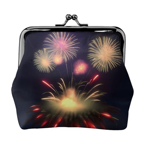 Explosion Fireworks 3D-Geldbörse für Damen, Münzgeldbörse für Damen, kleine Damen-Geldbörse, mit Reißverschluss und Kussschloss, Schwarz, Einheitsgröße, Art Deco von HJLUUFT