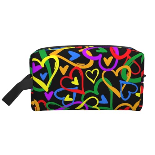 Gay Pride Kulturbeutel mit Regenbogen-Druck, für Damen, Reise-Kulturbeutel, geräumige Kapazität, Kosmetiktasche für Herren, weiß, Einheitsgröße von HJLUUFT