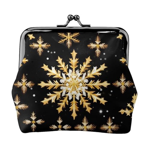 Goldene Weihnachts-Schneeflocken-Geldbörse, kleine Geldbörse, Damen, Münzgeldbörse für Damen, kleine Damen-Geldbörse, mit Reißverschluss und Kussschloss, Schwarz, Einheitsgröße, Art-Deco, Schwarz , von HJLUUFT