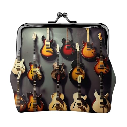 Guitar Collection kleine Geldbörsen für Damen, Münzgeldbörse für Damen, kleine Damen-Geldbörse, mit Reißverschluss und Kussschloss, Schwarz, Einheitsgröße, Art Deco von HJLUUFT