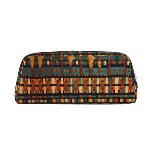 HJLUUFT African Classic Weave Premium Cross Grain Leather Pencil Box & Makeup Bag - Versatile Storage for Pens, Cosmetics and More von HJLUUFT
