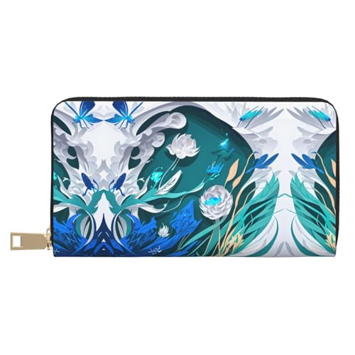 HJLUUFT Christmas Purple Tree Stilvolle Damen Geldbörse - Kleine Clutch Geldbörse mit Kunstleder und Metall-Reißverschluss, Blue Fly Libelle, Einheitsgröße, Classic von HJLUUFT