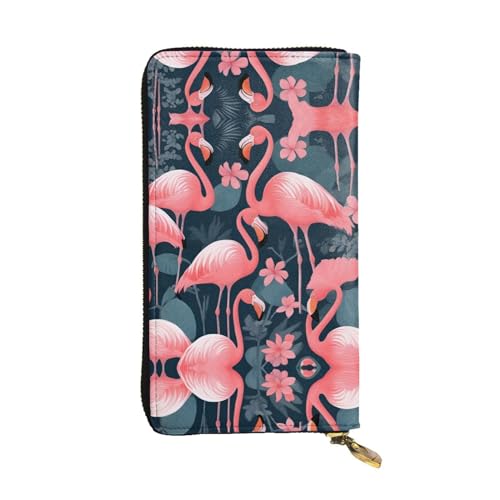 HJLUUFT Clutch-Geldbörse mit tropischen Pflanzen, minimalistisches Kreditkartenetui mit künstlichem Leder und Metall-Reißverschluss, Pink Flamingos, Einheitsgröße, Classic von HJLUUFT