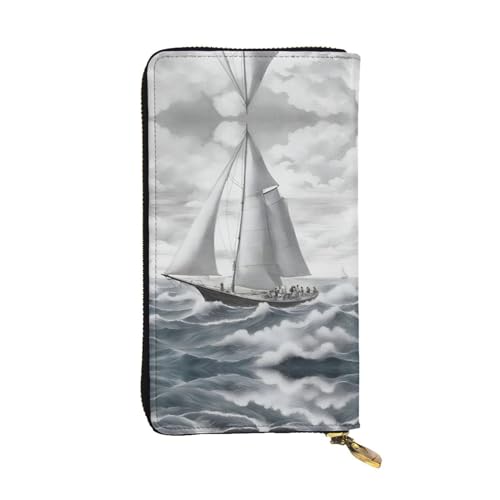 HJLUUFT Clutch für Damen, Segelboot, Querformat, minimalistisches Kreditkartenetui mit Kunstleder und Metall-Reißverschluss, Ocean Sailing, Einheitsgröße, Classic von HJLUUFT