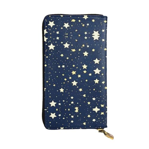 HJLUUFT Clutch mit Piratenflaggen für Damen, minimalistisches Kreditkartenetui mit Kunstleder und Metall-Reißverschluss, Marineblau mit Himmel und Stern, Einheitsgröße, Classic von HJLUUFT