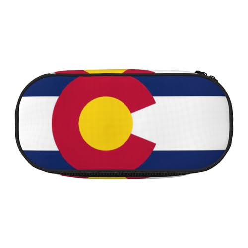 HJLUUFT Colorado Make-up-Kosmetiktasche mit Staatsflaggen-Druck, Kawaii-Bleistift-Box, Gadget-Organizer-Tasche mit Reißverschluss von HJLUUFT