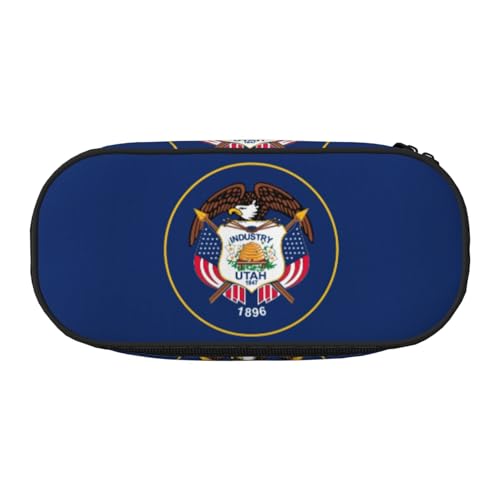 HJLUUFT Federmäppchen, Motiv: Utah Flagge, einfach, robust, multifunktional, Büro-Schreibwaren-Organizer, Schwarz, Talla única, Niedlich von HJLUUFT