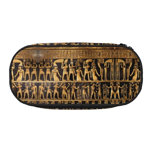 HJLUUFT Federmäppchen mit Ägypten-Hieroglyphen-Druck, einfaches, stabiles multifunktionales Federmäppchen, Bürobedarf-Organizer von HJLUUFT