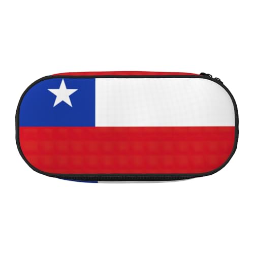 HJLUUFT Federmäppchen mit Flagge von Chile, schlicht, stabil, multifunktional, für Büro, Schreibwaren von HJLUUFT