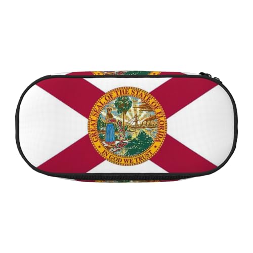 HJLUUFT Federmäppchen mit Florida-Staatsflaggen-Druck, einfaches, stabiles multifunktionales Federmäppchen, Bürobedarf-Organizer von HJLUUFT