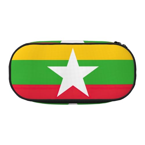 HJLUUFT Federmäppchen mit Myanmar-Flagge, einfaches und robustes Federmäppchen, multifunktional, Schreibtisch-Organizer, Schwarz , one size, Niedlich von HJLUUFT