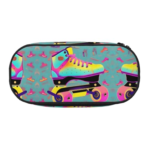 HJLUUFT Federmäppchen mit buntem Rollschuh-Aufdruck, einfaches, stabiles multifunktionales Federmäppchen, Bürobedarf-Organizer von HJLUUFT