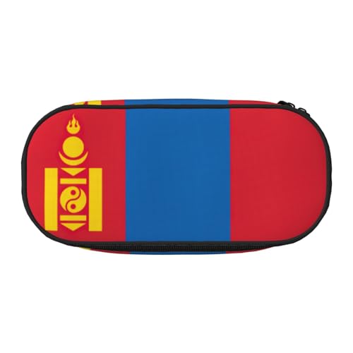 HJLUUFT Federmäppchen mit mongolischer Flagge, einfaches, stabiles multifunktionales Federmäppchen, Bürobedarf-Organizer von HJLUUFT