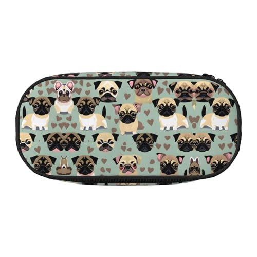 HJLUUFT Federmäppchen mit niedlichem Chihuahua-Mops-Muster, einfaches, stabiles multifunktionales Federmäppchen, Bürobedarf-Organizer HJLUUFT Federmäppchen mit niedlichem Chihuahua-Mops-Muster, einfaches, stabiles multifunktionales Federmäppchen, Bürobedarf-Organizer von HJLUUFT