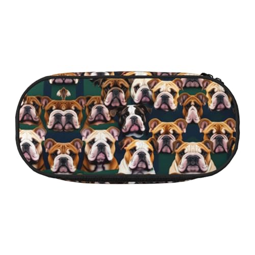 HJLUUFT Federmäppchen mit niedlichem englischen Bulldoggen-Druck, einfaches, stabiles multifunktionales Federmäppchen, Bürobedarf-Organizer von HJLUUFT