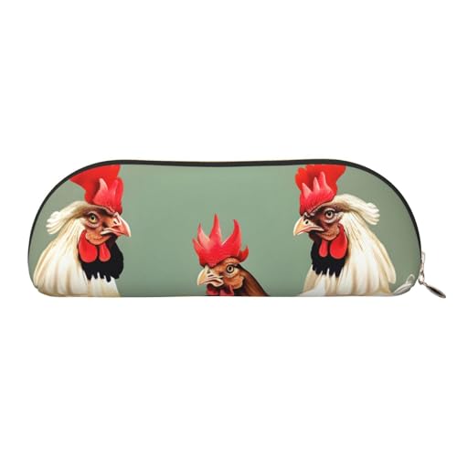 HJLUUFT Federmäppchen und Make-up-Tasche aus Leder mit Hahn- und Huhn-Aufdruck, halbrund, tragbar, stilvolles Federmäppchen für Büro, Reisen und tägliche Aufbewahrung, gold, Einheitsgröße, Kunst HJLUUFT Federmäppchen und Make-up-Tasche aus Leder mit Hahn- und Huhn-Aufdruck, halbrund, tragbar, stilvolles Federmäppchen für Büro, Reisen und tägliche Aufbewahrung, gold, Einheitsgröße, Kunst von HJLUUFT