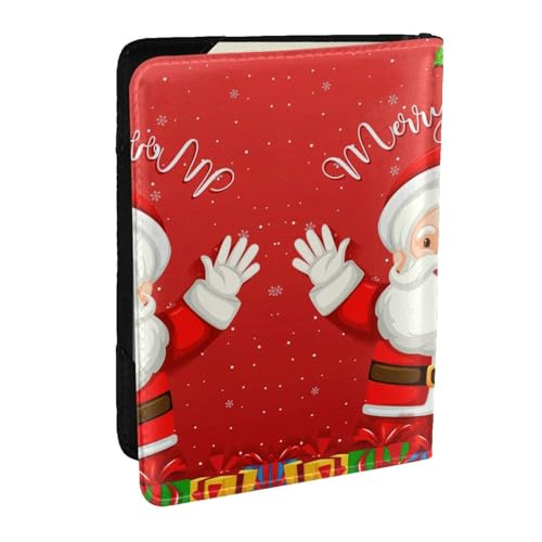 HJLUUFT Frohe Weihnachten Druck Leder Reisepasshülle für Männer Frauen Reisebrieftasche Reisepasshülle für Familie von HJLUUFT