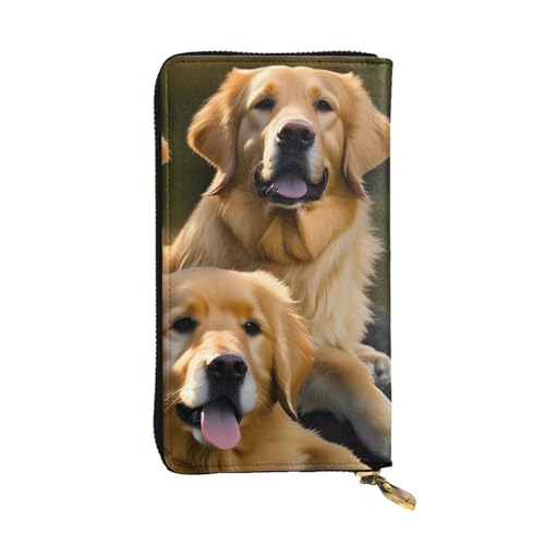 HJLUUFT Golden Retrievers Damen-Geldbörse, stilvolle Damengeldbörse – Kunstleder, Metall-Reißverschluss, schlank und kompakt, Clutch-Geldbörse für Damen, Schwarz, Einheitsgröße, Classic von HJLUUFT