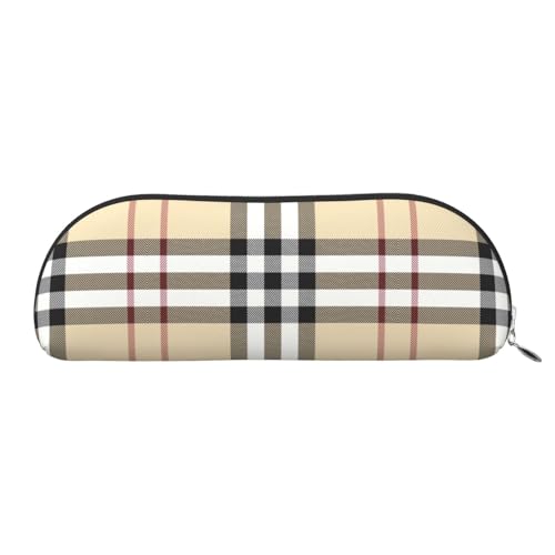 HJLUUFT Graue karierte Linien, stylisches halbrundes Federmäppchen und Make-up-Tasche aus Leder – praktische Aufbewahrungslösung für Ihre wichtigen Dinge HJLUUFT Graue karierte Linien, stylisches halbrundes Federmäppchen und Make-up-Tasche aus Leder – praktische Aufbewahrungslösung für Ihre wichtigen Dinge von HJLUUFT