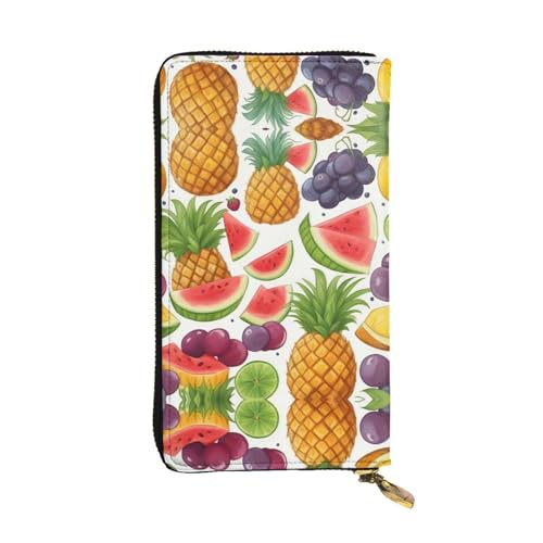 HJLUUFT Halloween-Kürbis-Clutch für Damen, minimalistisches Kreditkartenetui mit Kunstleder und Metall-Reißverschluss, Fresh Juicy Fruits Ananas Berries Grape Orange, Einheitsgröße, Classic von HJLUUFT