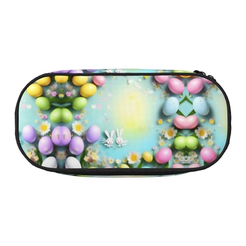 HJLUUFT Kosmetiktasche mit Aufdruck "Spring Happy Easter Holiday", für Schreibwaren, Kawaii, Stiftebox, Gadget-Organizer, Tasche mit Reißverschluss von HJLUUFT
