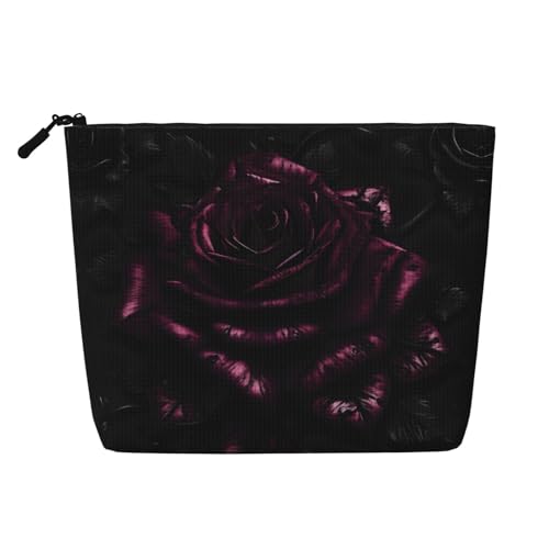 HJLUUFT Kosmetiktasche mit Gothic-Rosen-Aufdruck, Reise-Kulturbeutel, Make-up-Tasche für Damen, Make-up-Organizer, Toilettenartikel-Zubehör, Schwarz, Einheitsgröße von HJLUUFT