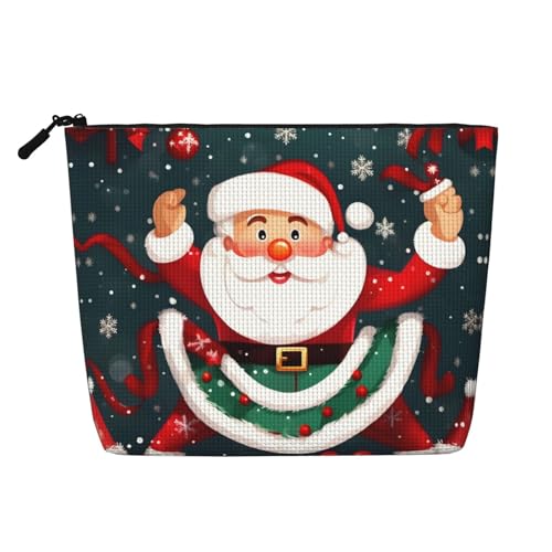 HJLUUFT Kosmetiktasche mit Weihnachtsmann-Aufdruck, Reise-Kulturbeutel, Make-up-Tasche für Damen, Make-up-Organizer, Toilettenartikel-Zubehör, Schwarz, Einheitsgröße von HJLUUFT