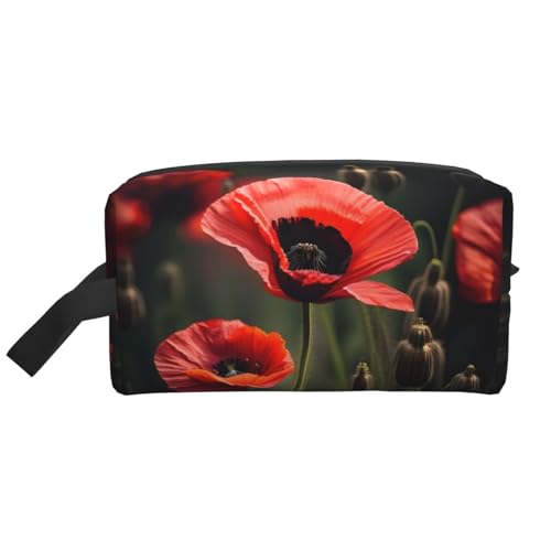 HJLUUFT Kulturbeutel mit rotem Mohnblumen-Druck, für Männer und Frauen, Reise-Kulturbeutel, Organizer für Erwachsene, Tür, Zimmer, Weiss/opulenter Garten, Einheitsgröße von HJLUUFT