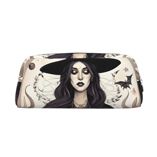 HJLUUFT Magic Witch Witchcraft Bohemian Drawing Premium Cross Grain Leather Pencil Box & Makeup Bag - Versatile Storage for Pens, Cosmetics and More von HJLUUFT