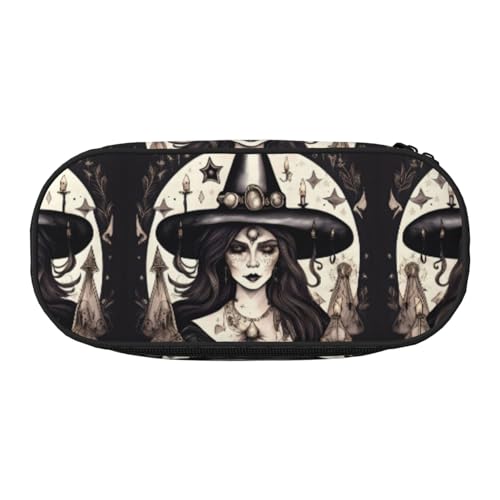 HJLUUFT Magic Witch Witchcraft Bohemian Print Pencil Case Simple Sturdy Multifunctional Pencil Bag Office Stationery Organizer von HJLUUFT
