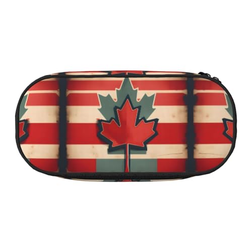 HJLUUFT Make-up-/Kosmetiktasche im Retro-Stil mit Kanada-Flaggenmuster, für Schreibwaren, Kawaii-Stiftebox, Gadget-Organizer, Tasche mit Reißverschluss von HJLUUFT