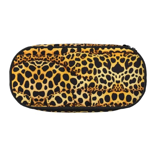 HJLUUFT Make-up-/Kosmetiktasche mit lustigem Leopardenmuster, Kawaii-Bleistift-Box, Gadget-Organizer-Tasche mit Reißverschluss von HJLUUFT