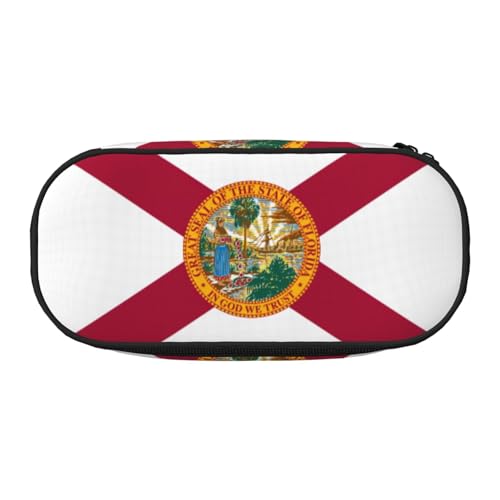 HJLUUFT Make-up-Kosmetiktasche, Motiv: Flagge von Florida, Schreibwaren, Kawaii, Stiftebox, Gadget-Organizer, Tasche mit Reißverschluss von HJLUUFT