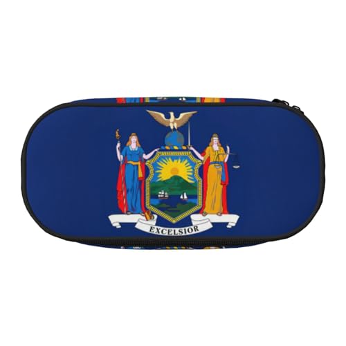 HJLUUFT Make-up-Kosmetiktasche, Motiv: New York, Staatsflagge, Schreibwaren, Kawaii, Stiftebox, Gadget-Organizer, Tasche mit Reißverschluss von HJLUUFT