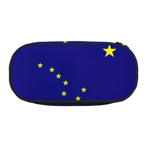 HJLUUFT Make-up-Kosmetiktasche mit Alaska-Staatsflaggen-Druck, Kawaii-Bleistift-Box, Gadget-Organizer-Tasche mit Reißverschluss von HJLUUFT