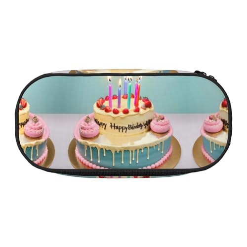 HJLUUFT Make-up-Kosmetiktasche mit Aufdruck "Happy Birthday", Kawaii-Bleistiftbox, Gadget-Organizer, Tasche mit Reißverschluss von HJLUUFT